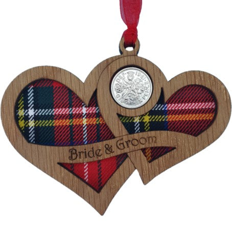 Bride & Groom Twin Hearts - Lucky Sixpence