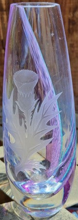 Caithness Glass - Vase, Thistle Engraved