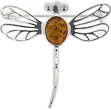 Brooch - Outlander Inspired Dragonfly In Amber Brooch