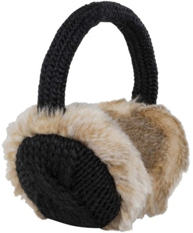 Ear Muffs - Black Aran Cable Knit