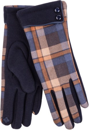 Gloves - Ladies Button Cuff Check