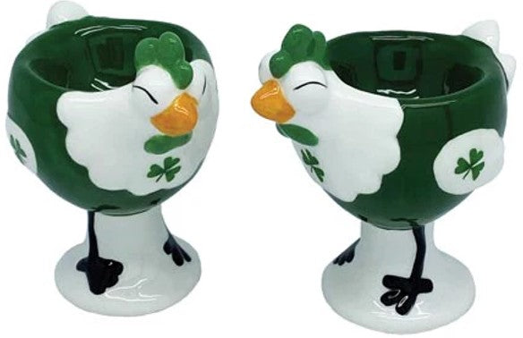 Egg Cups - Hens with Shamrocks