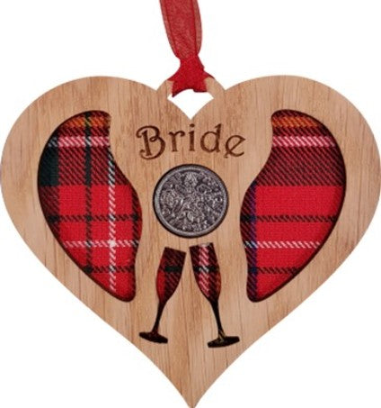 Lucky Sixpence - Bride Wedding Heart - Various Tartans
