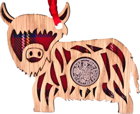 Lucky Sixpence - Highland Coo - Various Tartans