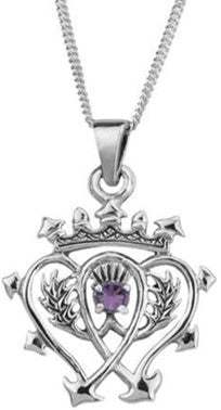 Thistle Luckenbooth Pendant -Sterling Silver with Amethyst
