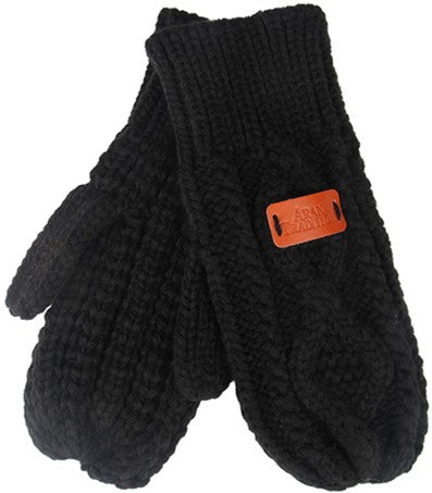 Mittens - Ladies Aran Cable - Black