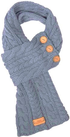 Scarf - Slate Aran Cable Knit Button Wrap