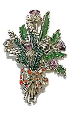 Brooch - Heather & Thistle Bouquet Enamelled