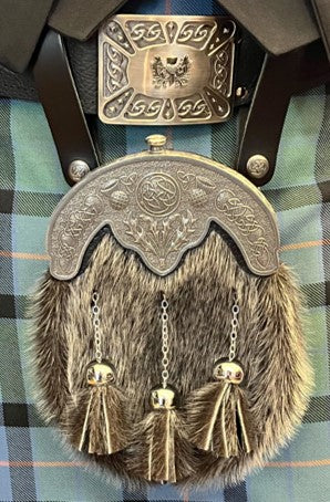 Sporran Suspenders - Black Leather & Chrome
