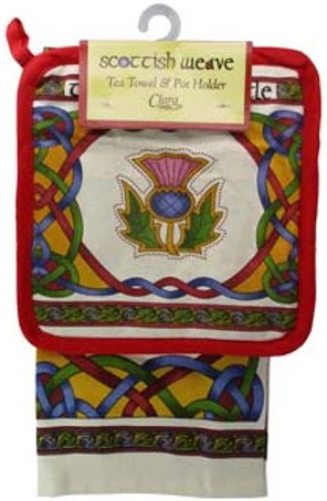 Scottish Thistle Pot Holder & Tea Towel Set
