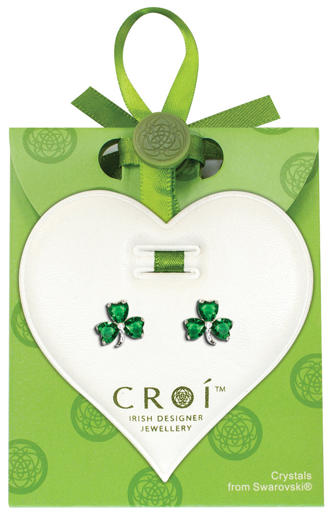 Shamrock Swarovski Crystal Earrings - Studs