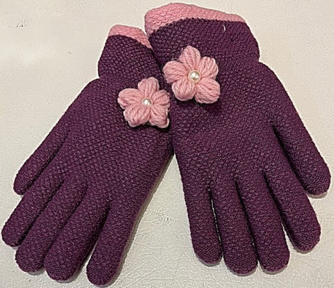 Gloves - Ladies Purple with Pink Corsage