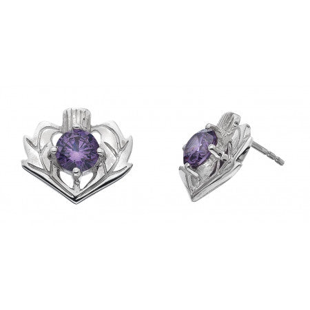 Lavenda Amethyst Thistle Stud Earrings