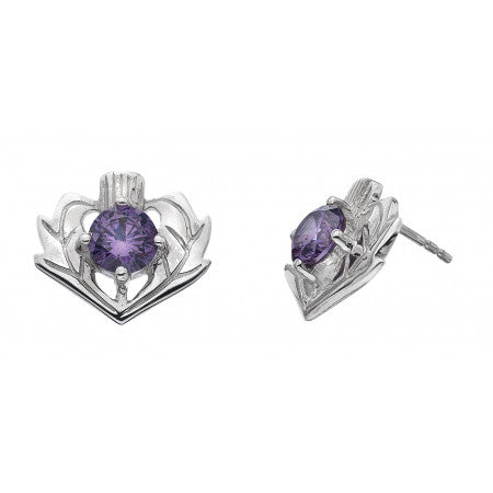 Amethyst Thistle Stud Earrings