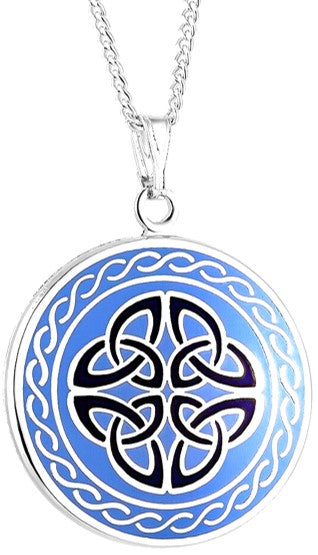 Pendant - Book of Kells Four Trinity Knots Pendant - Blue