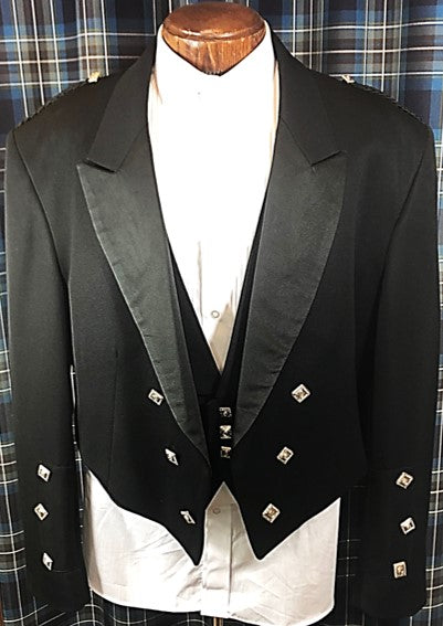 Prince Charlie Barathea Jacket 3 Button Vest 52 Regular Ex Hire The Scottish Shoppe A Little Bit of Ireland