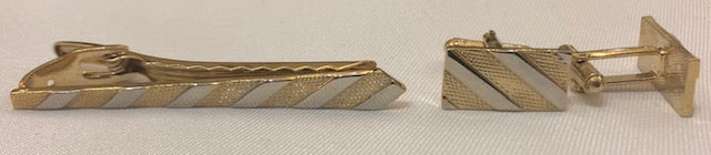Modern Design Cuff Links and Tie Bar Set