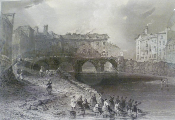 Antique Steel Engraving - Old Baal's Bridge, Limmerick