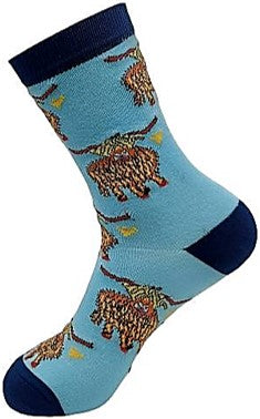 Socks - Ladies - Highland Cow by Eco-Chic - Various Colours