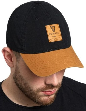 Guinness Ball Cap - Black & Caramel Leather Patch
