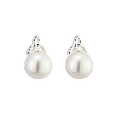 Trinity Knot Pearl Stud Earrings