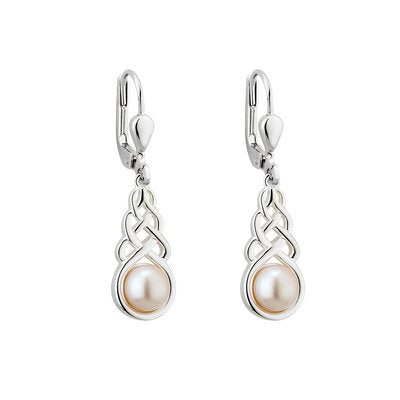 Celtic Knot Pearl Drop Earrings