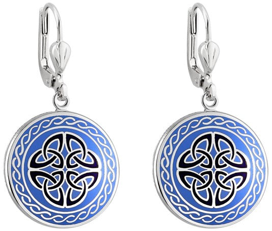 Book of Kells Celtic Knot Earrings - Blue