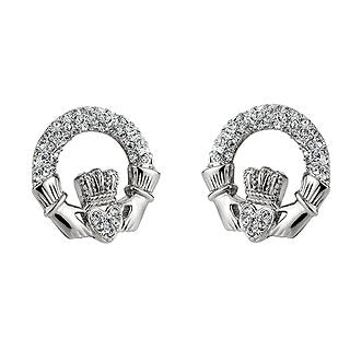 Claddagh Earrings With Crystals