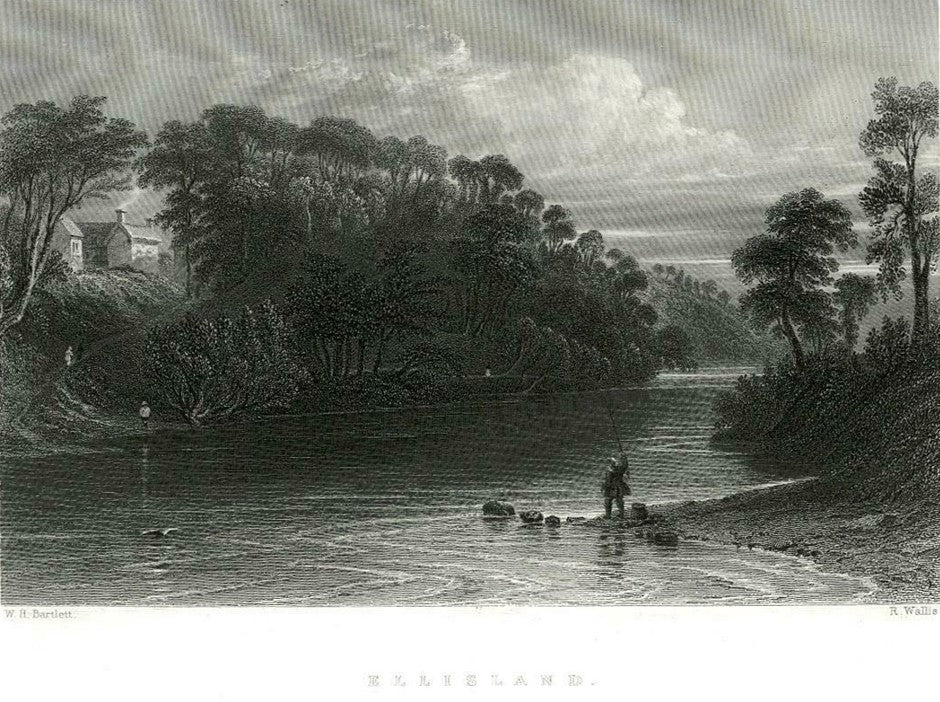 Antique Steel Engraving - Ellisland, River Nith