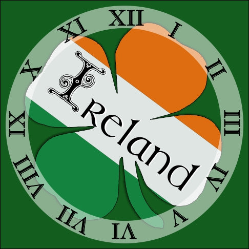 Wall Clock - Ireland/4 Leaf Clover