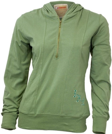 Hoodie Quarter Zip Sweater - Irish Rhinestone