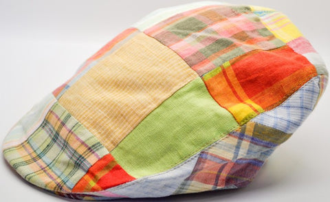 Flat Cap - Vintage Bright Patchwork Linen