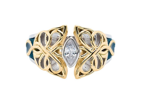 Butterfly Ring - Sterling Silver & 10k Yellow Gold