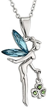 Rhodium Plated Crystal Fairy Pendant