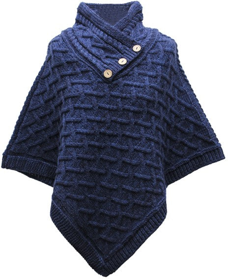 Three Button Poncho - Blue