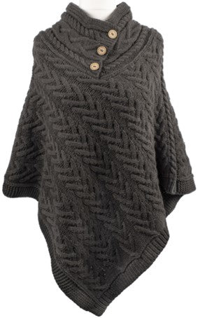 Three Button Poncho - Charcoal