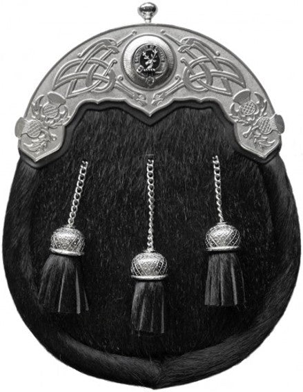 Sporran - Dress Black Bovine Symbols of Scotland & Ireland