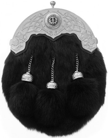 Sporran - Dress Black Rabbit Symbols of Scotland & Ireland