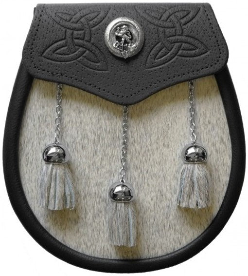 Sporran - Day/Semi Dress Natural Bovine Symbols of Scotland & Ireland