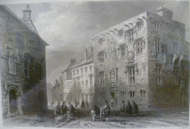 Antique Steel Engraving - Street in Galway