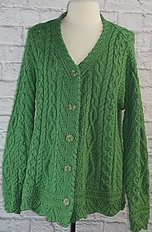 Aran Green Button Cardigan