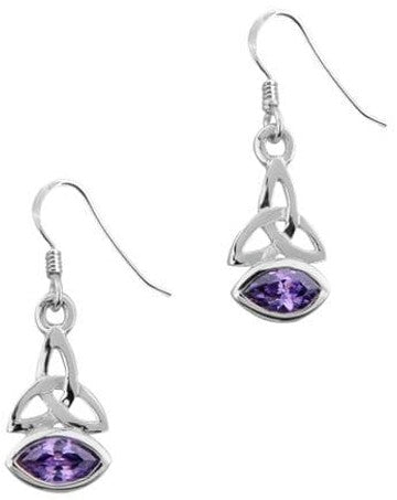 Earrings - Celtic Drop with Amethyst Stone