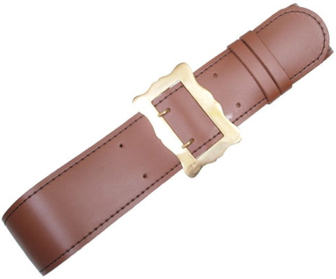 Kilt Belt - 18th Century Brown Leather Kilt Belt with Brass Buckle