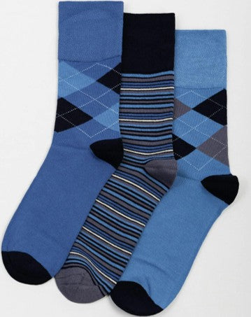 Men's Argyll Pattern Socks 3 Pack