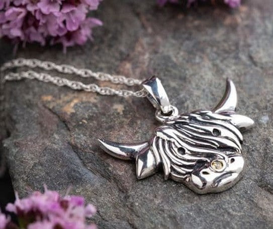 highland Cow Sterling Silver Pendant