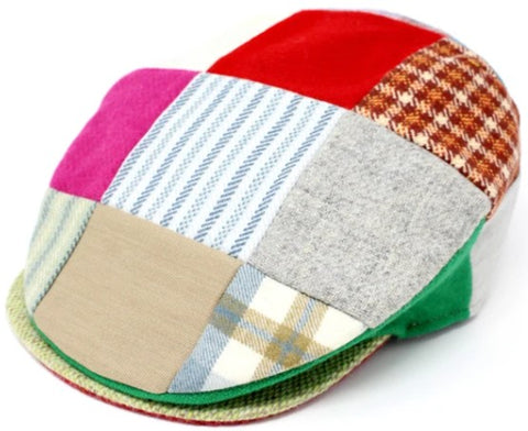 Flat Cap - Vintage Bright Patchwork Linen