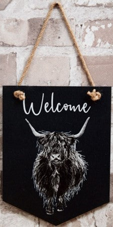 Hanging Plaque - Highland Cow Welcome