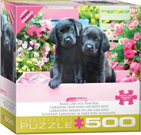 Puzzle - Black Labs in Pink