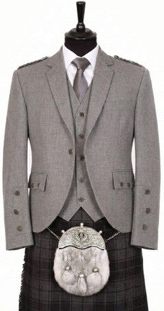 Braemar Tweed Jacket & 5-Button Vest - Greens, Brown & Grey