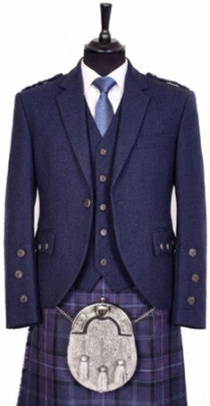 Braemar Tweed Jacket & 5-Button Vest - Blues, Charcoals & Black